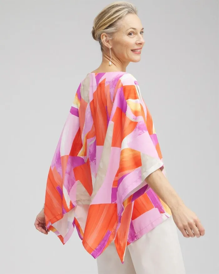 Chico039s Ponchos and Ruanas Abstract Print Poncho Nectarine 8211 Shoes and Accessories Chico039s Ponchos and Ruanas Abstract Print Poncho Nectarine 8211 Shoes and Accessories
