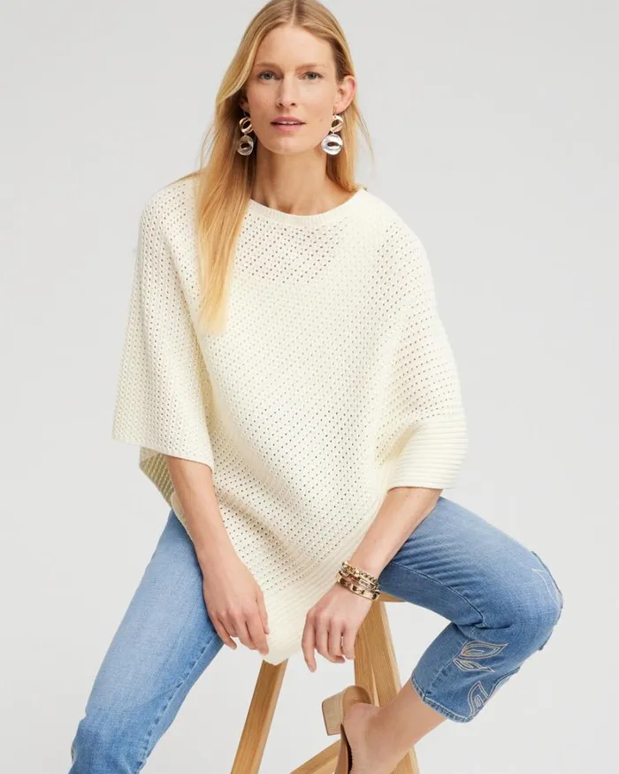 Chico039s Ponchos and Ruanas Knit Triangle Poncho English Cream 8211 Shoes and Accessories Chico039s Ponchos and Ruanas Knit Triangle Poncho English Cream 8211 Shoes and Accessories