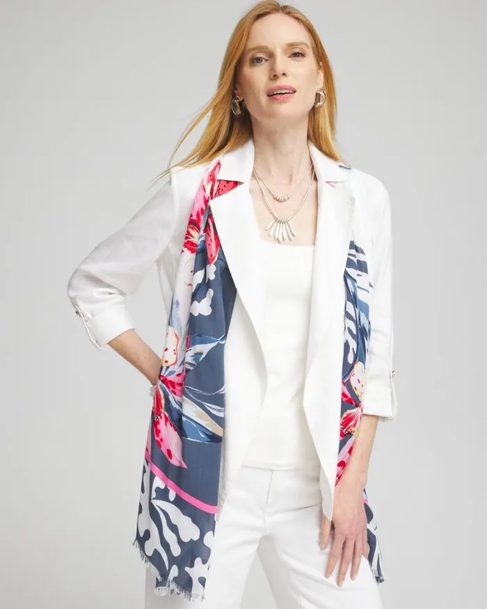 Chico039s Scarves Silk Blend Floral Oblong Scarf Classic Navy 8211 Shoes and Accessories Chico039s Scarves Silk Blend Floral Oblong Scarf Classic Navy 8211 Shoes and Accessories