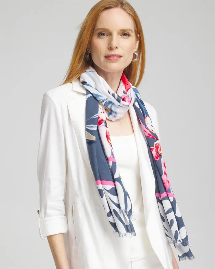 Chico039s Scarves Silk Blend Floral Oblong Scarf Classic Navy 8211 Shoes and Accessories Chico039s Scarves Silk Blend Floral Oblong Scarf Classic Navy 8211 Shoes and Accessories