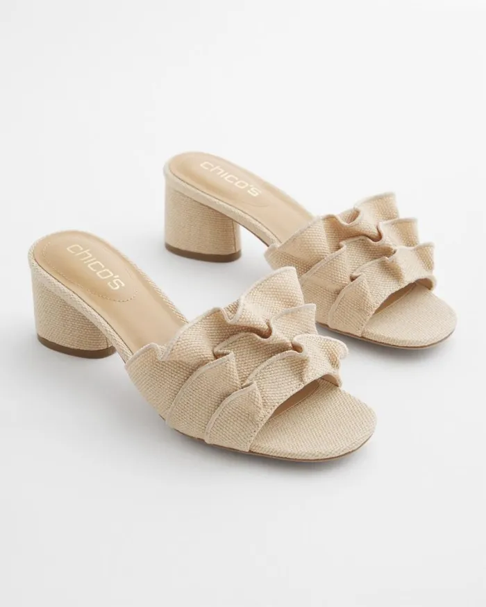 Chico039s Shoes Raffia Ruffle Heels Natural 8211 Shoes and Accessories