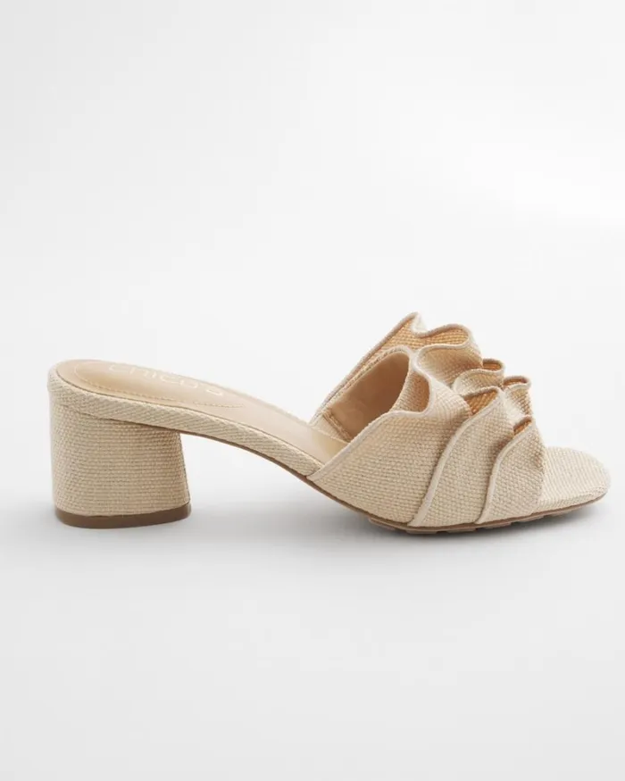 Chico039s Shoes Raffia Ruffle Heels Natural 8211 Shoes and Accessories