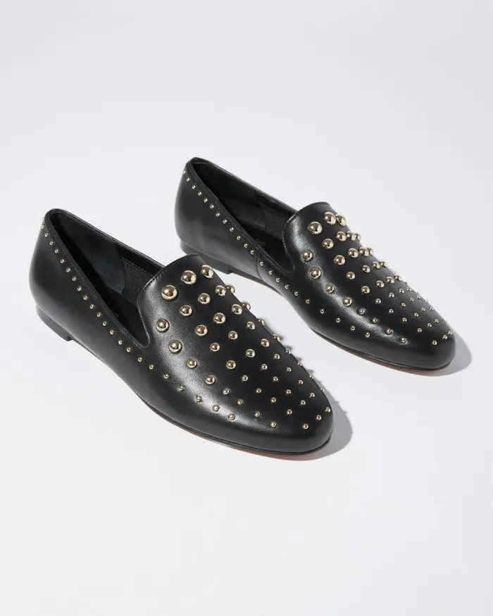 Chico039s Shoes Studded Leather Loafers Black 8211 Shoes and Accessories