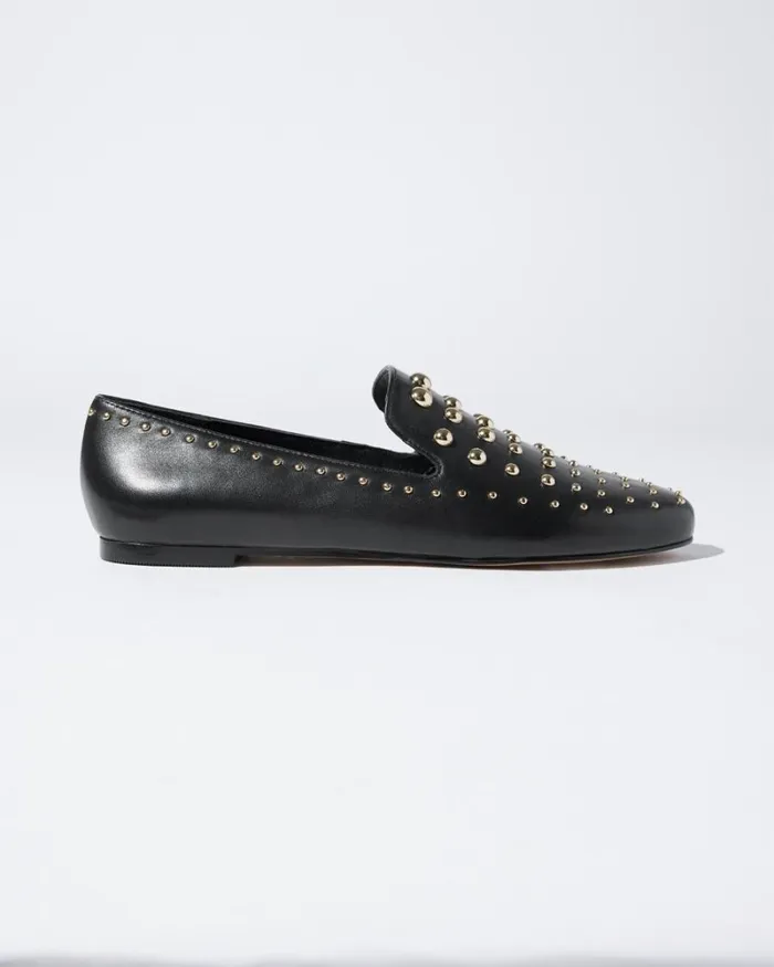 Chico039s Shoes Studded Leather Loafers Black 8211 Shoes and Accessories