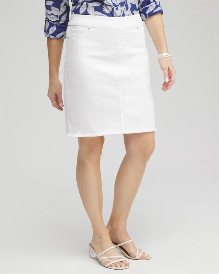 Chico039s Shorts No Stain Pullon Fray Hem Skort Alabaster 8211 Clothing
