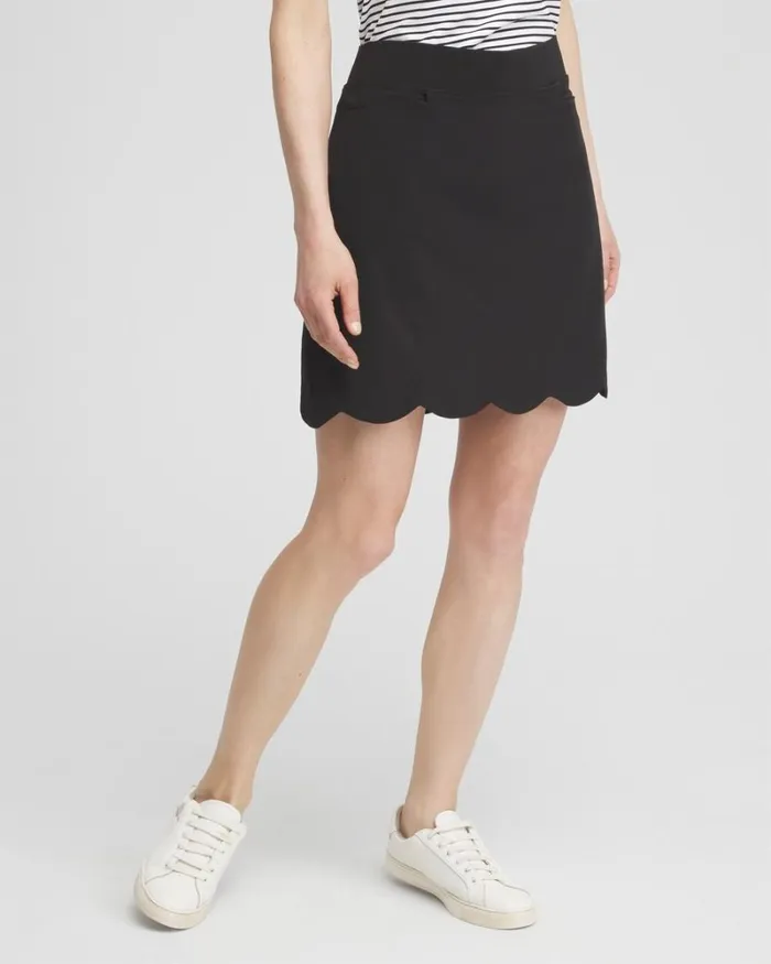 Chico039s Shorts Zenergy UPF Neema Scallop Hem Skort Black 8211 Clothing