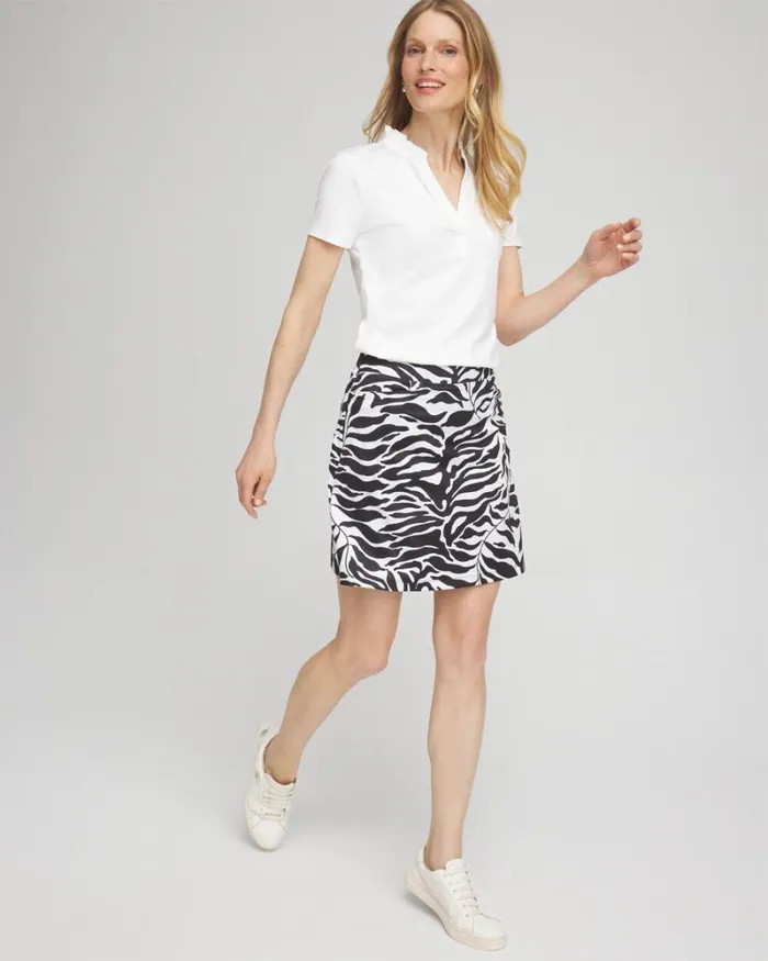 Chico039s Skirts Zenergy UPF Knit Palms Skort Black 8211 Clothing