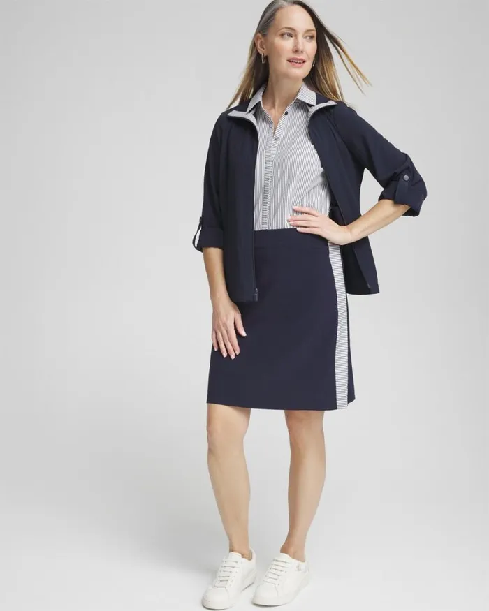 Chico039s Skirts Zenergy UPF Neema Side Stripe Skort Classic Navy 8211 Clothing