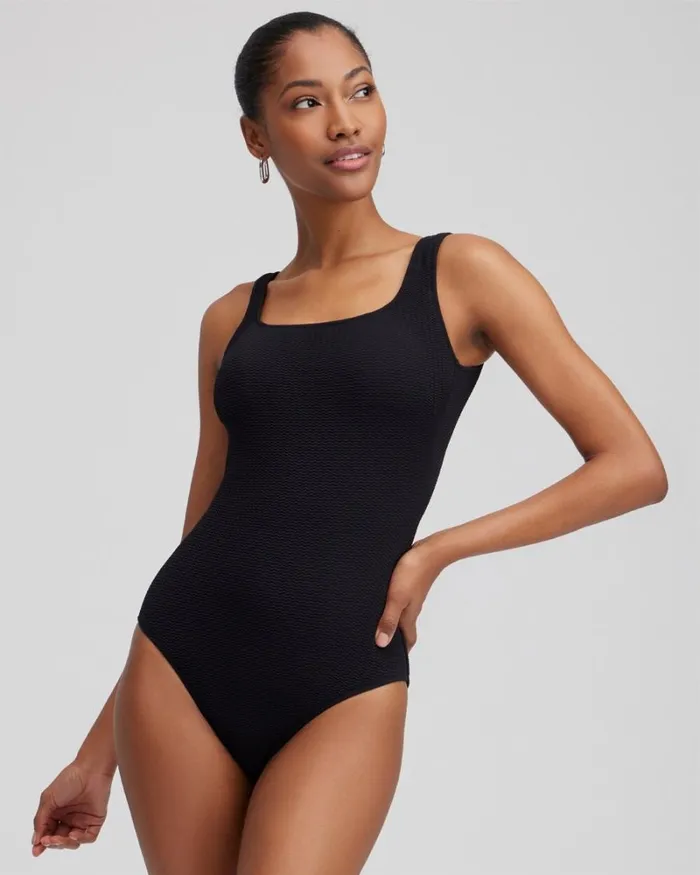 Chico039s Swim Gottex Square Neck One Piece Swimsuit Black 8211 Clothing