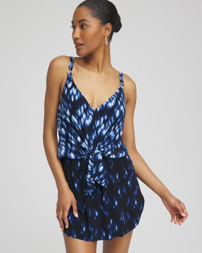 Chico039s Swim Magicsuit Indio One Kami Swim Dress Blue Multi 8211 Clothing