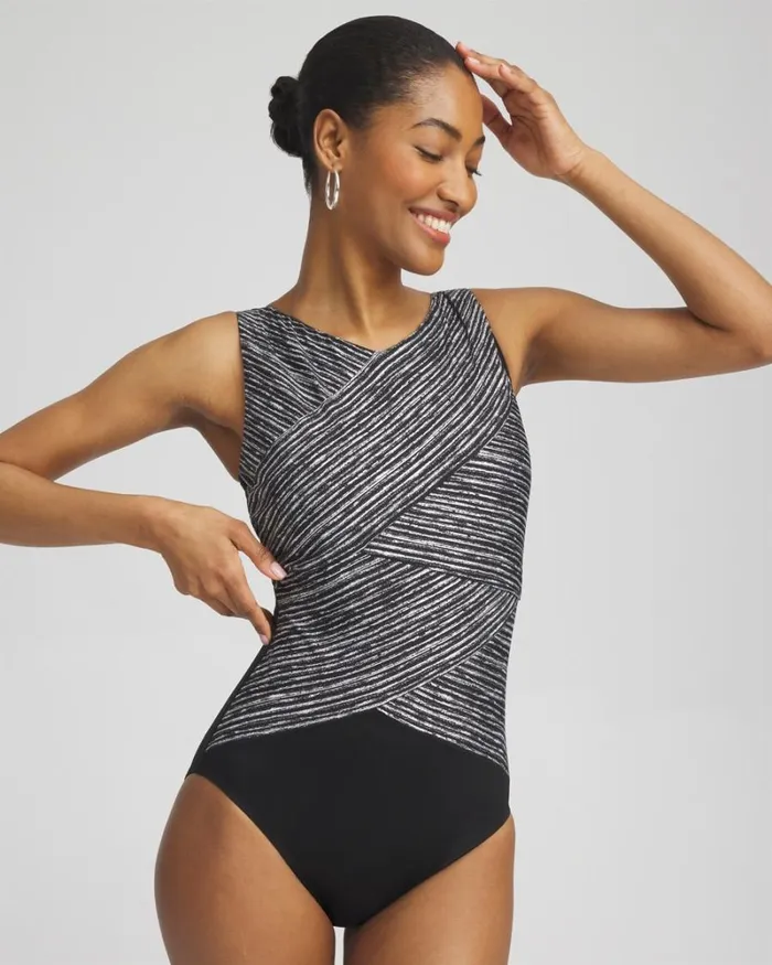 Chico039s Swim Miraclesuit Selenite Brio Swimsuit Blackwhite 8211 Clothing