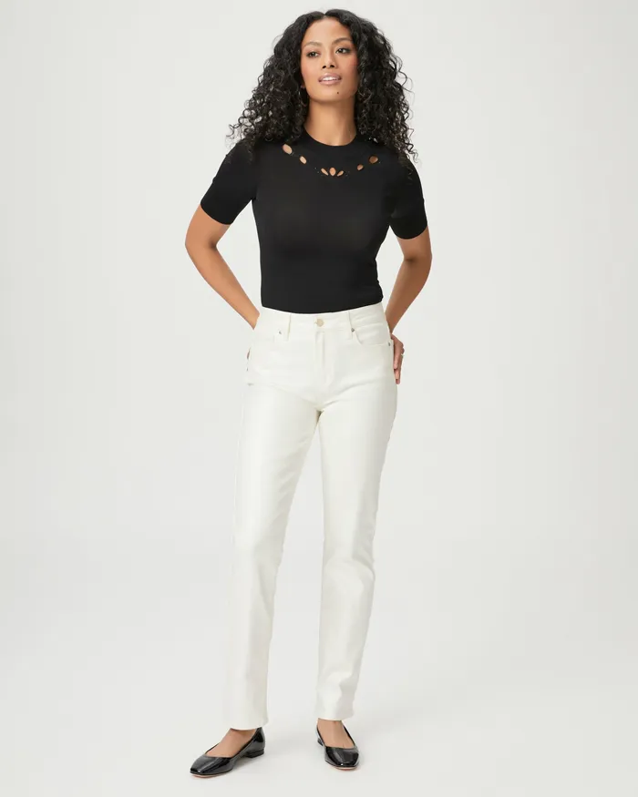 Cindy 30 Inch Straight Jean 8211 Pearl White Coating Denim PAIGE Women