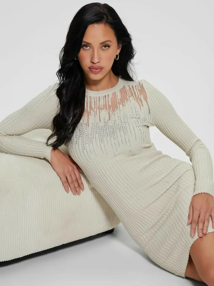 Claudine Shimmer Sweater Dress Mocassin Multi Women Dresses and Jumpsuits GUESS Claudine Shimmer Sweater Dress Mocassin Multi Women Dresses and Jumpsuits GUESS