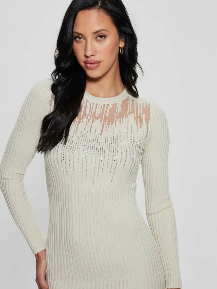 Claudine Shimmer Sweater Dress Mocassin Multi Women Dresses and Jumpsuits GUESS Claudine Shimmer Sweater Dress Mocassin Multi Women Dresses and Jumpsuits GUESS