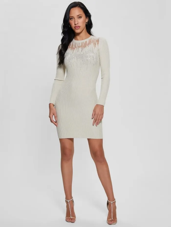 Claudine Shimmer Sweater Dress Mocassin Multi Women Dresses and Jumpsuits GUESS Claudine Shimmer Sweater Dress Mocassin Multi Women Dresses and Jumpsuits GUESS