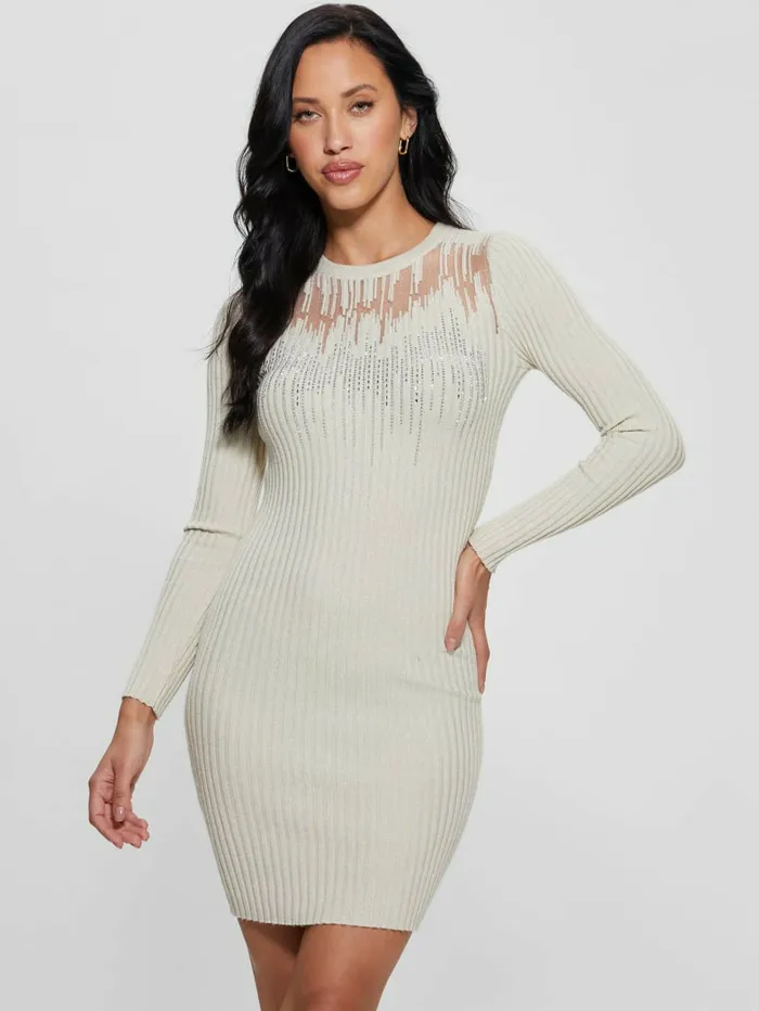 Claudine Shimmer Sweater Dress Mocassin Multi Women Dresses and Jumpsuits GUESS Claudine Shimmer Sweater Dress Mocassin Multi Women Dresses and Jumpsuits GUESS
