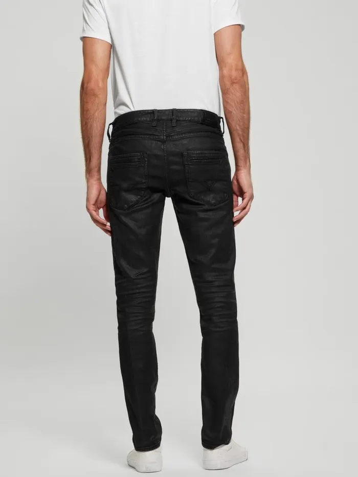 Coated Denim Slim Tapered Zip Jeans Isotope Black Men Jeans and Denim GUESS Coated Denim Slim Tapered Zip Jeans Isotope Black Men Jeans and Denim GUESS
