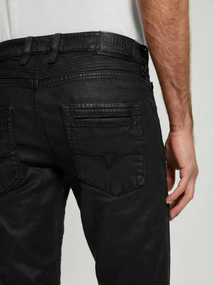 Coated Denim Slim Tapered Zip Jeans Isotope Black Men Jeans and Denim GUESS Coated Denim Slim Tapered Zip Jeans Isotope Black Men Jeans and Denim GUESS