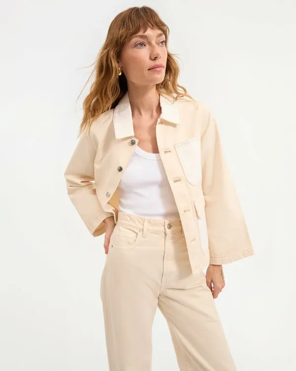Dahl Cropped Chore Jacket Neutral Colorblock Women Veronica Beard Jackets and Outerwear Dahl Cropped Chore Jacket Neutral Colorblock Women Veronica Beard Jackets and Outerwear