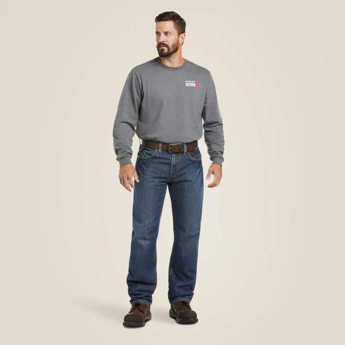 Denim Men Ariat FR M3 Loose Basic Stackable Straight Leg Jean Flint Denim Men Ariat FR M3 Loose Basic Stackable Straight Leg Jean Flint