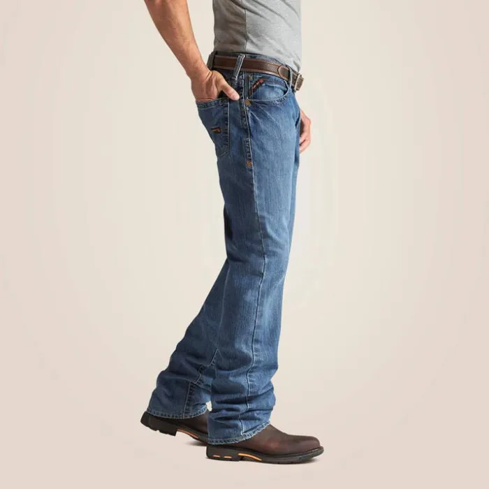 Denim Men Ariat FR M3 Loose Basic Stackable Straight Leg Jean Flint Denim Men Ariat FR M3 Loose Basic Stackable Straight Leg Jean Flint