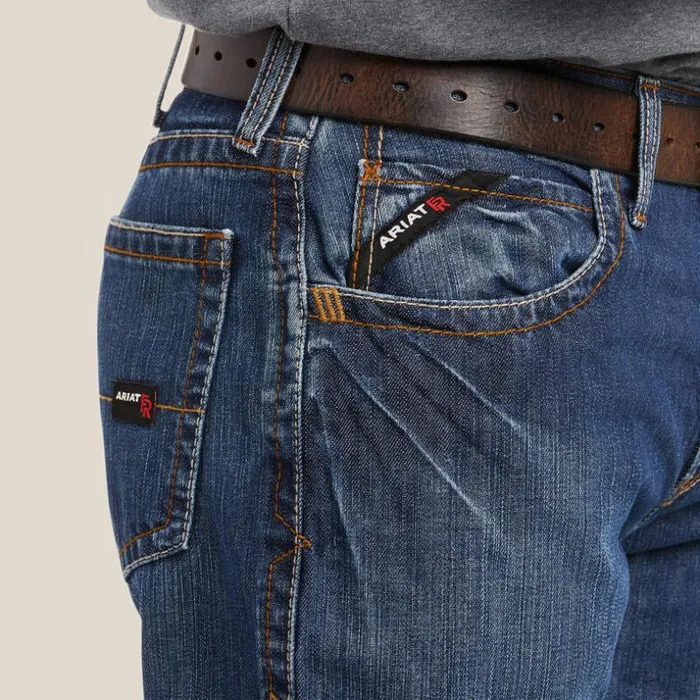 Denim Men Ariat FR M3 Loose Basic Stackable Straight Leg Jean Flint Denim Men Ariat FR M3 Loose Basic Stackable Straight Leg Jean Flint