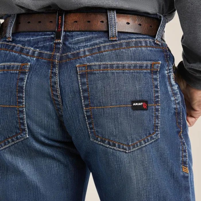 Denim Men Ariat FR M3 Loose Basic Stackable Straight Leg Jean Flint Denim Men Ariat FR M3 Loose Basic Stackable Straight Leg Jean Flint