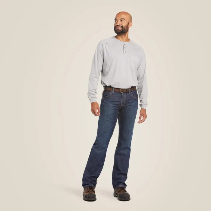 Denim Men Ariat FR M5 Straight Basic Stackable Straight Leg Jean Shale Denim Men Ariat FR M5 Straight Basic Stackable Straight Leg Jean Shale