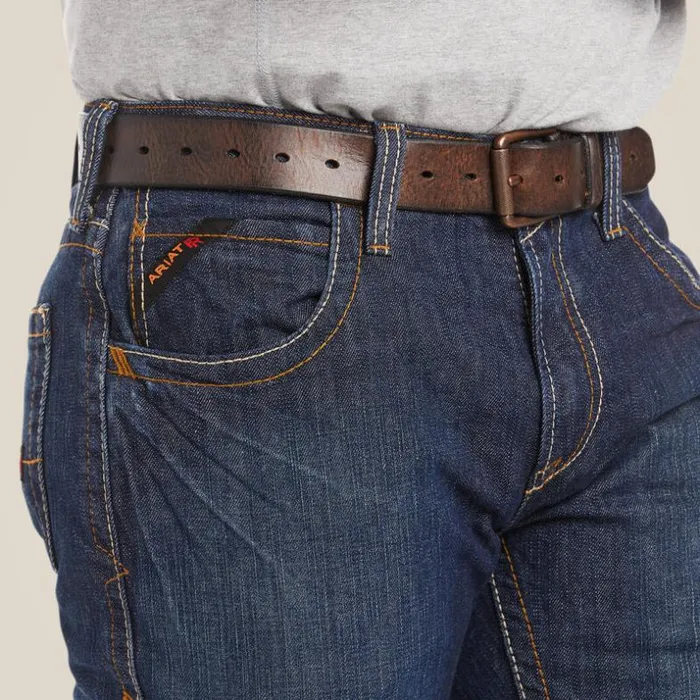 Denim Men Ariat FR M5 Straight Basic Stackable Straight Leg Jean Shale Denim Men Ariat FR M5 Straight Basic Stackable Straight Leg Jean Shale
