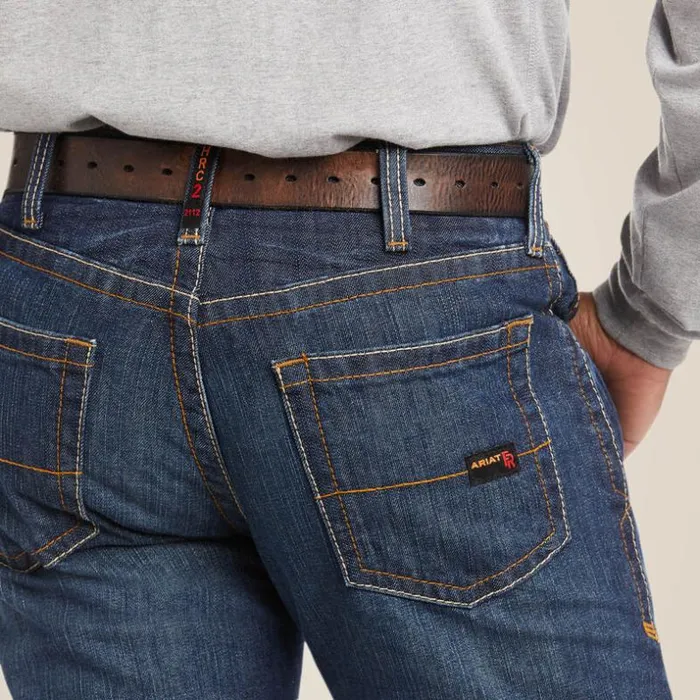 Denim Men Ariat FR M5 Straight Basic Stackable Straight Leg Jean Shale Denim Men Ariat FR M5 Straight Basic Stackable Straight Leg Jean Shale