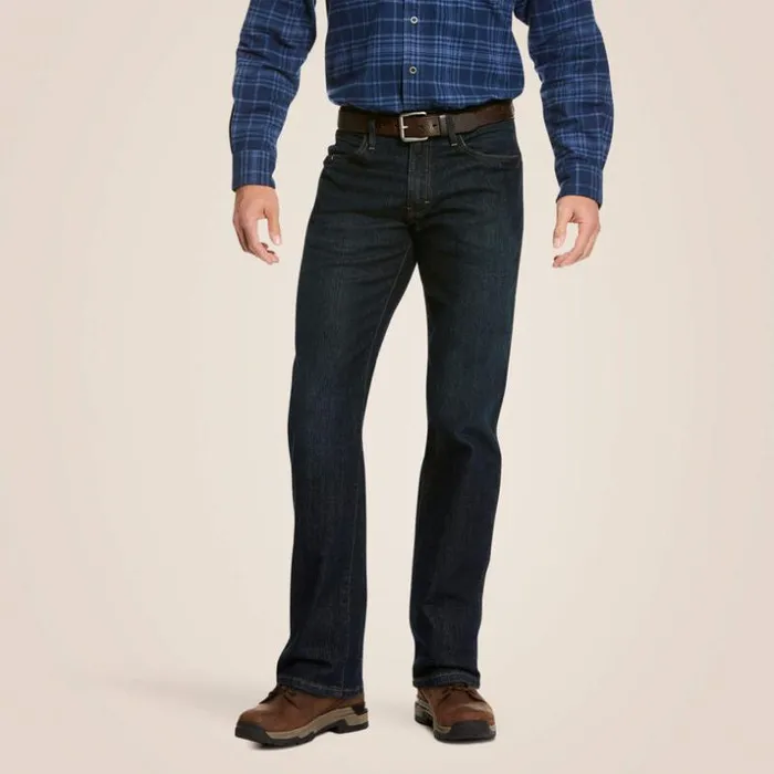 Denim Men Ariat Rebar M4 Relaxed DuraStretch Basic Stackable Straight Leg Jean Blackstone
