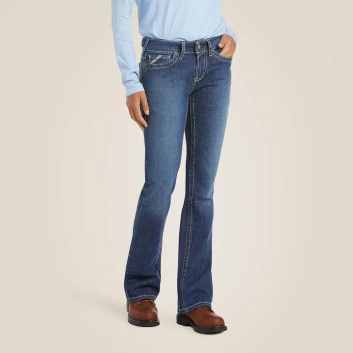 Denim Women Ariat FR DuraStretch Basic Boot Cut Jean Blue Quartz