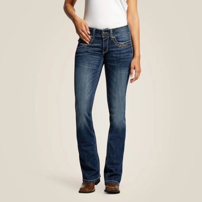 Denim Women Ariat REAL Mid Rise Stretch Entwined Festival Boot Cut Jean Festival Blue Denim Women Ariat REAL Mid Rise Stretch Entwined Festival Boot Cut Jean Festival Blue