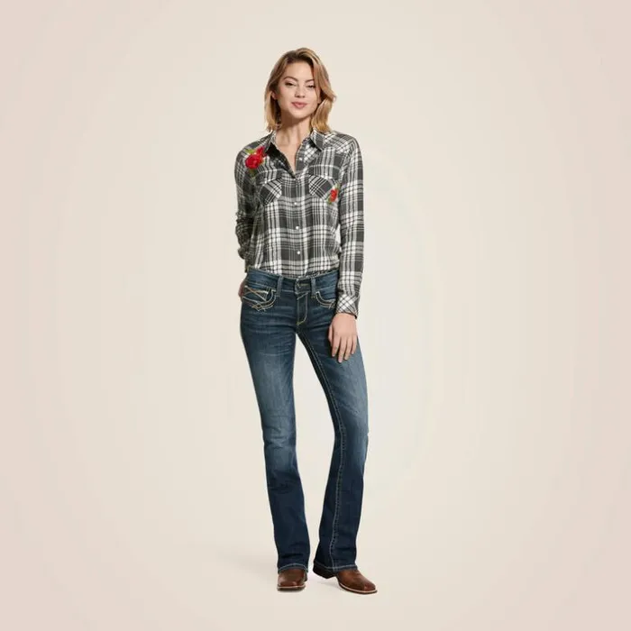 Denim Women Ariat REAL Mid Rise Stretch Entwined Festival Boot Cut Jean Festival Blue Denim Women Ariat REAL Mid Rise Stretch Entwined Festival Boot Cut Jean Festival Blue