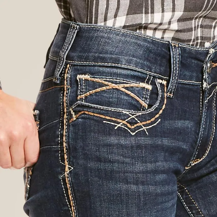 Denim Women Ariat REAL Mid Rise Stretch Entwined Festival Boot Cut Jean Festival Blue Denim Women Ariat REAL Mid Rise Stretch Entwined Festival Boot Cut Jean Festival Blue