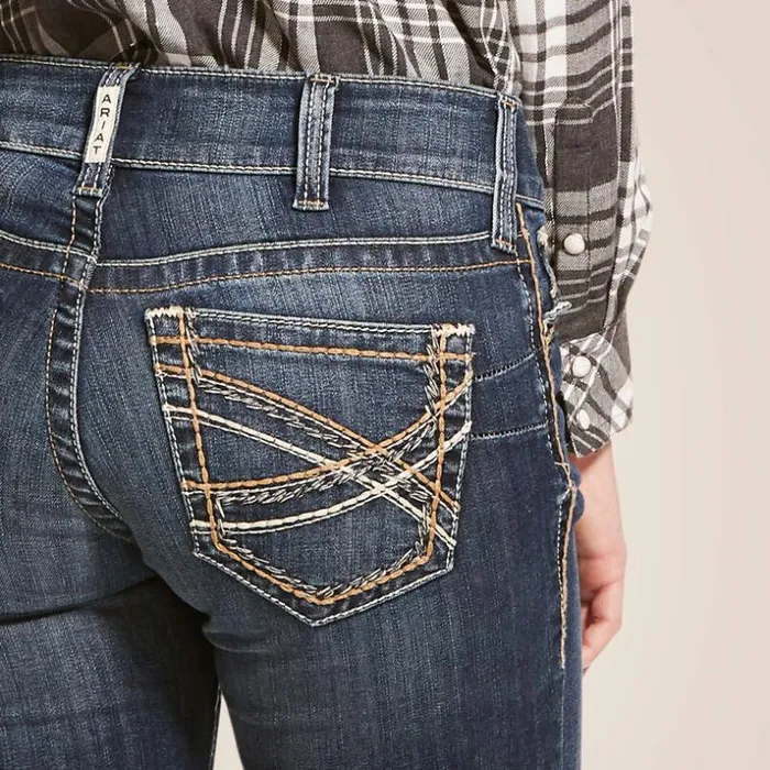 Denim Women Ariat REAL Mid Rise Stretch Entwined Festival Boot Cut Jean Festival Blue Denim Women Ariat REAL Mid Rise Stretch Entwined Festival Boot Cut Jean Festival Blue