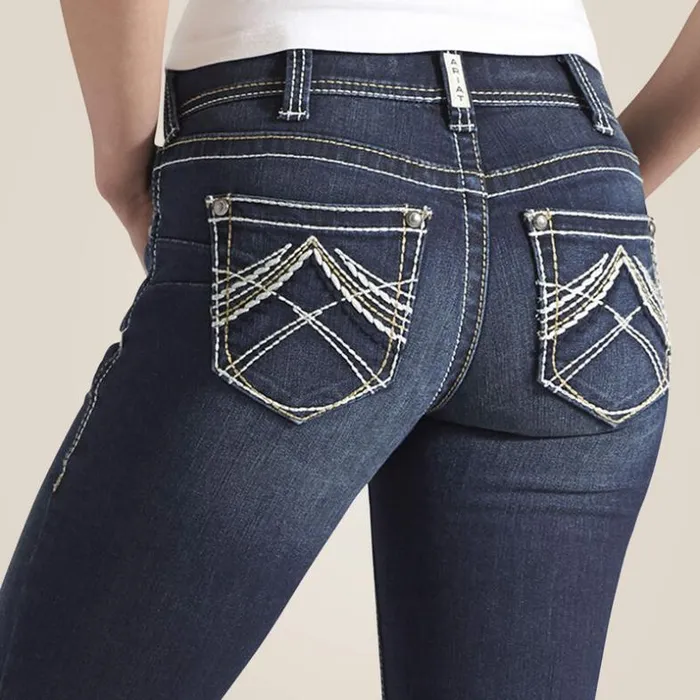 Denim Women Ariat REAL Mid Rise Stretch Whipstitch Boot Cut Jean Ocean Denim Women Ariat REAL Mid Rise Stretch Whipstitch Boot Cut Jean Ocean