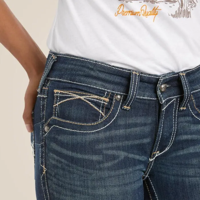 Denim Women Ariat REAL Mid Rise Stretch Whipstitch Boot Cut Jean Ocean Denim Women Ariat REAL Mid Rise Stretch Whipstitch Boot Cut Jean Ocean