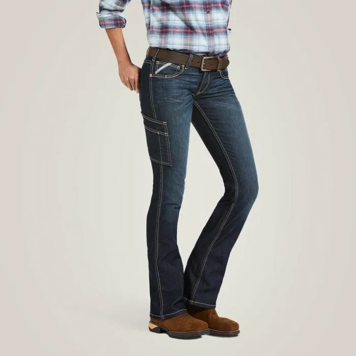 Denim Women Ariat Rebar DuraStretch Riveter Boot Cut Jean Hallow