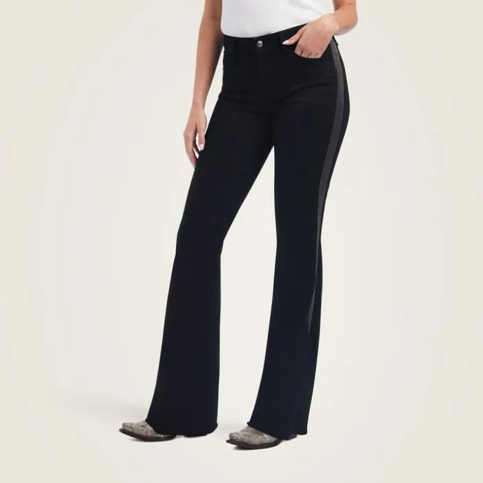 Denim Women Ariat Slim Trouser Chain Stripe Wide Leg Jean Black Denim Women Ariat Slim Trouser Chain Stripe Wide Leg Jean Black