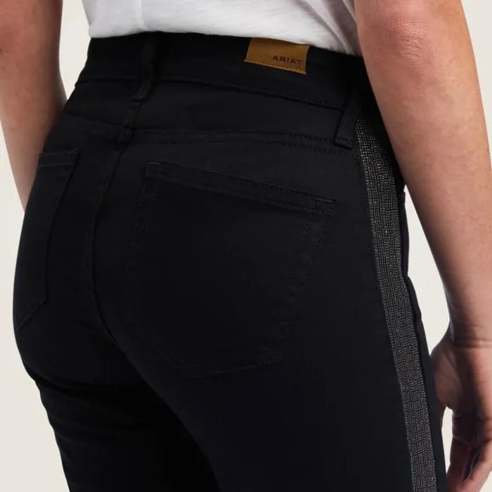 Denim Women Ariat Slim Trouser Chain Stripe Wide Leg Jean Black Denim Women Ariat Slim Trouser Chain Stripe Wide Leg Jean Black