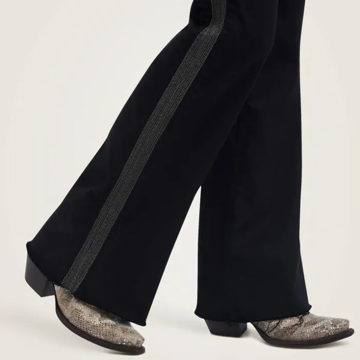 Denim Women Ariat Slim Trouser Chain Stripe Wide Leg Jean Black Denim Women Ariat Slim Trouser Chain Stripe Wide Leg Jean Black
