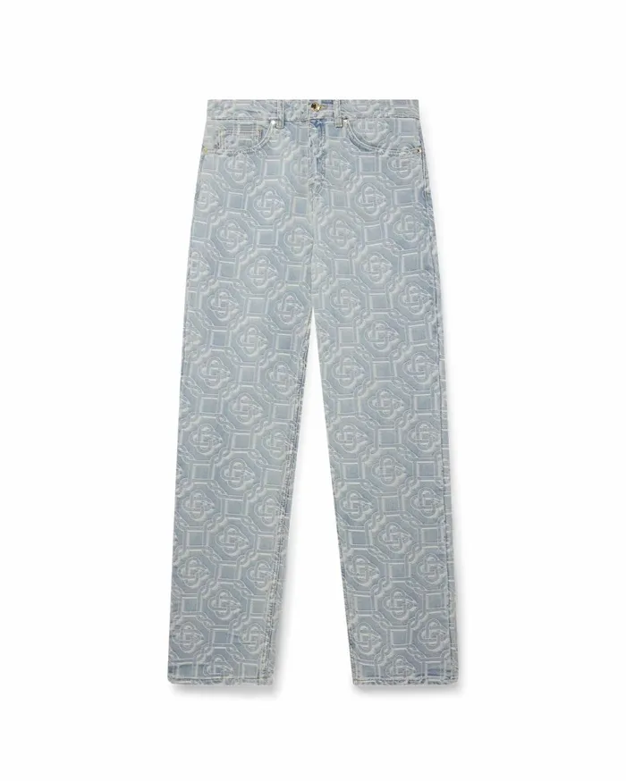 Denim Women Casablanca Paris Bleached Classic Monogram Straight Leg Jeans