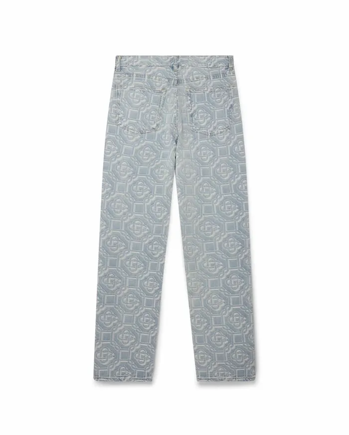 Denim Women Casablanca Paris Bleached Classic Monogram Straight Leg Jeans