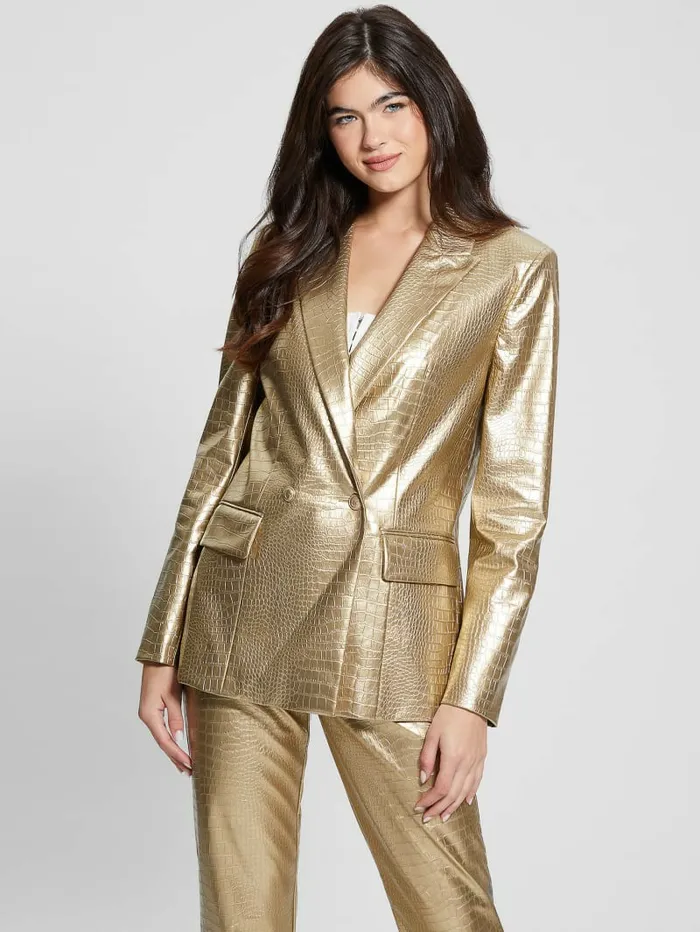 Diletta FauxLeather Blazer Light Gold Jackets and Coats GUESS Women