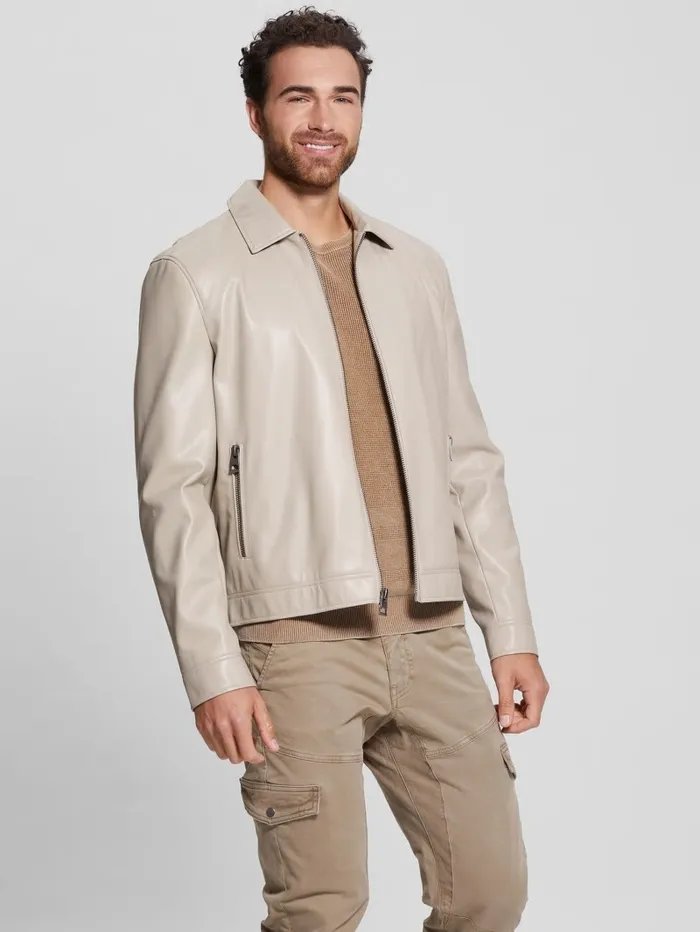 District FauxLeather Zip Jacket Pasadena Stone Multi Men Jackets and Coats GUESS District FauxLeather Zip Jacket Pasadena Stone Multi Men Jackets and Coats GUESS