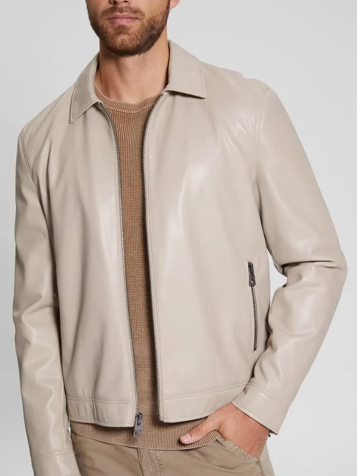 District FauxLeather Zip Jacket Pasadena Stone Multi Men Jackets and Coats GUESS District FauxLeather Zip Jacket Pasadena Stone Multi Men Jackets and Coats GUESS