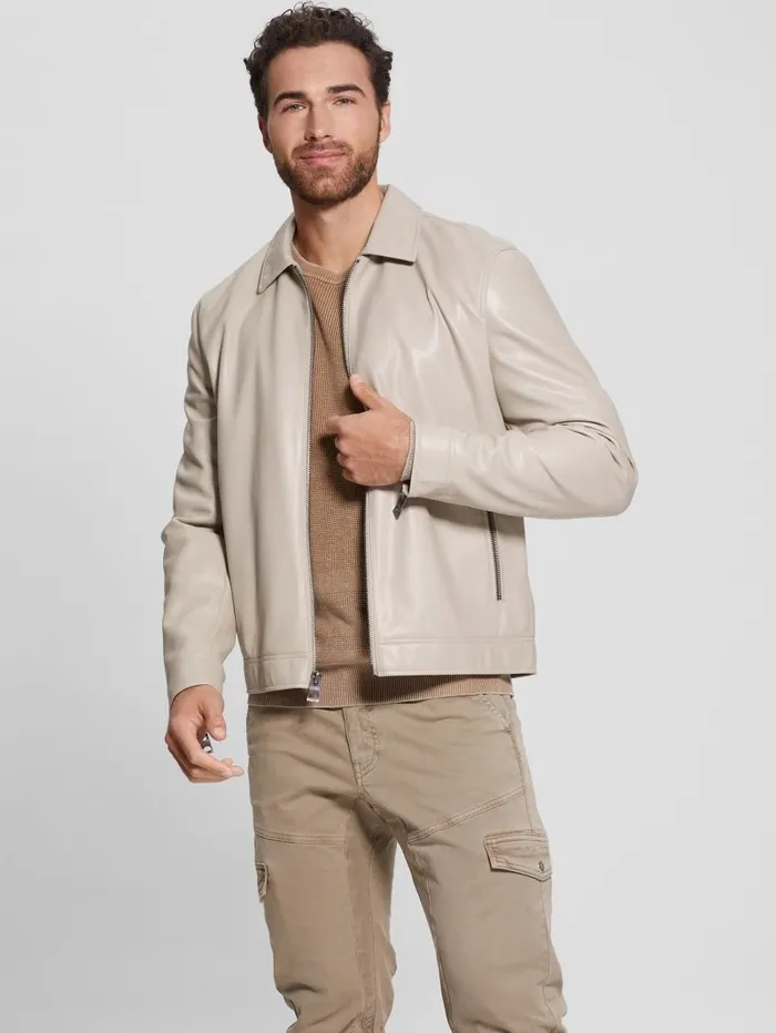 District FauxLeather Zip Jacket Pasadena Stone Multi Men Jackets and Coats GUESS District FauxLeather Zip Jacket Pasadena Stone Multi Men Jackets and Coats GUESS
