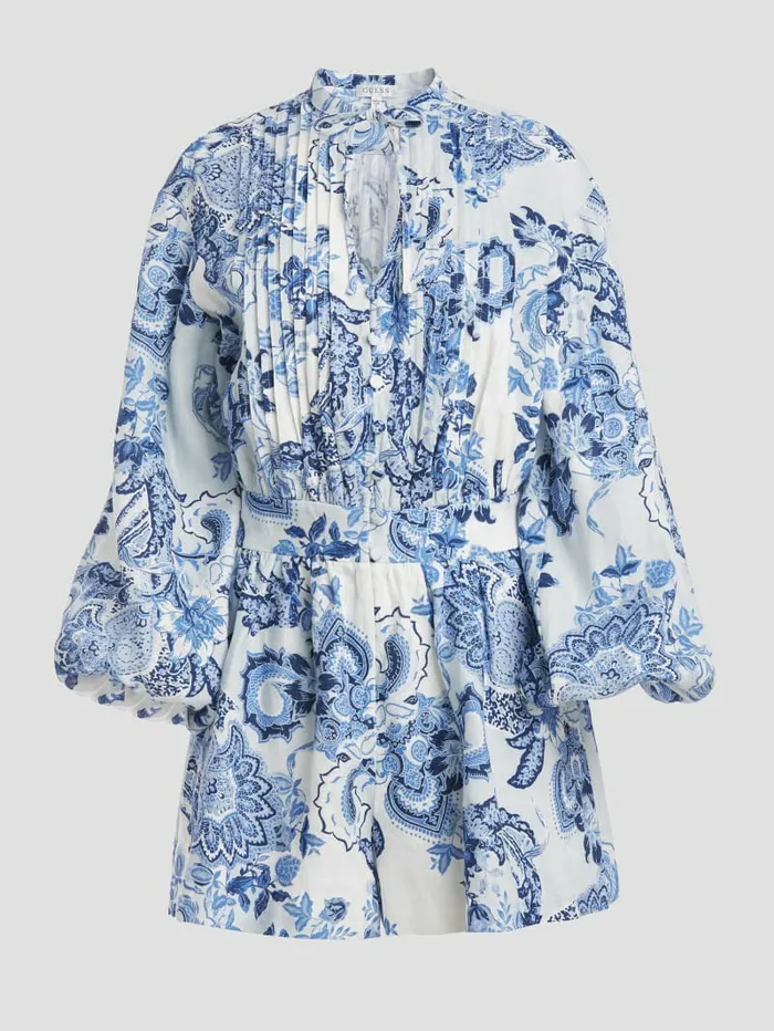 Dresses and Jumpsuits Eco Zaren Linen Romper Blue Collectibles GUESS Women Dresses and Jumpsuits Eco Zaren Linen Romper Blue Collectibles GUESS Women