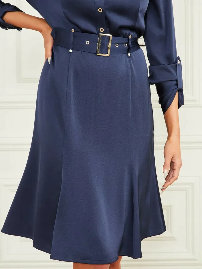 Dresses and Jumpsuits GUESS Women Victoria Belted Shirt Dress Secret Blue Dresses and Jumpsuits GUESS Women Victoria Belted Shirt Dress Secret Blue